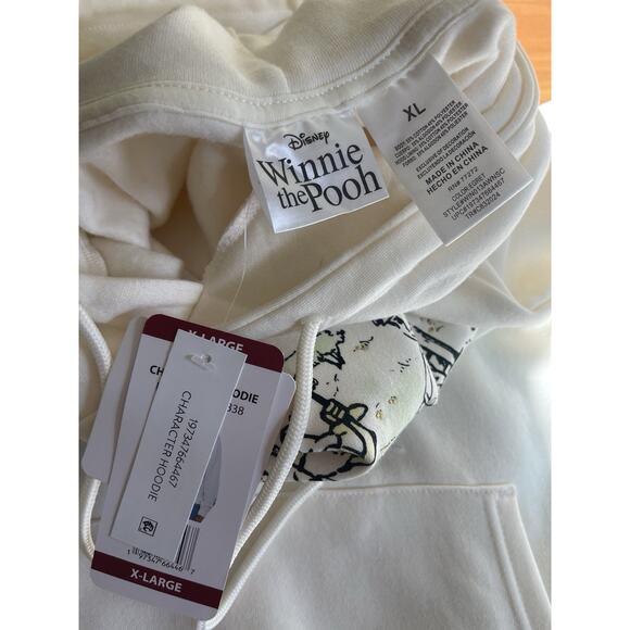 Disney Winnie the Pooh Christopher Robin Bday Party Sweatshirt Hoodie Ivory XL - Picture 9 of 13